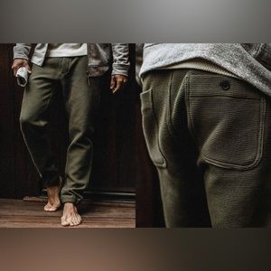 Taylor Stitch " The Apres Pant  " Green Jogger Indigo Waffle Button Fly M